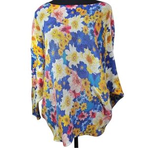 Luisa Ricci Vibrant Floral Women's Sweater With Dolman Sleeves Size 1X